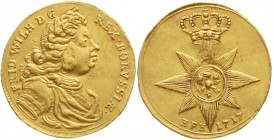 Altdeutsche Goldmünzen und -medaillen, Brandenburg-Preußen, Friedrich Wilhelm I., 1713-1740
Dukat 1717 HFH, Magdeburg. Ordensstern ohne Inschrift und...