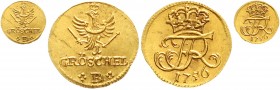 Altdeutsche Goldmünzen und -medaillen, Brandenburg-Preußen, Friedrich II., 1740-1786
Goldabschlag von den Stempeln des Gröschels 1756 B, Breslau. Gek...