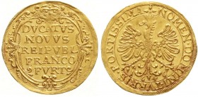 Altdeutsche Goldmünzen und -medaillen, Frankfurt, Stadt
Dukat 1646. Frankfurter Adler/Schrifttafel. 3,46 g. 
vorzüglich/Stempelglanz, Prachtexemplar...