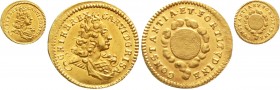 Altdeutsche Goldmünzen und -medaillen, Frankfurt, Stadt
1/4 Dukat o.J. (1711). Brb. Karl VI./die von Wolken umgebene Erdkugel. 0,87 g. 
fast Stempel...