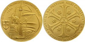 Altdeutsche Goldmünzen und -medaillen, Hamburg-Stadt
10 Dukaten 1956. Segelschiff mit Hamburger Wappen, Umschrift: GERMANIA PACEM ET LIBERTATEM AMAT ...