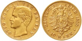 Reichsgoldmünzen, Bayern, Otto, 1886-1913
10 Mark 1888 D. vorzüglich, kl. Randfehler