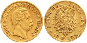 Reichsgoldmünzen, Hessen, Ludwig III., 1848-1877
10 Mark 1876 H. gutes sehr schön
