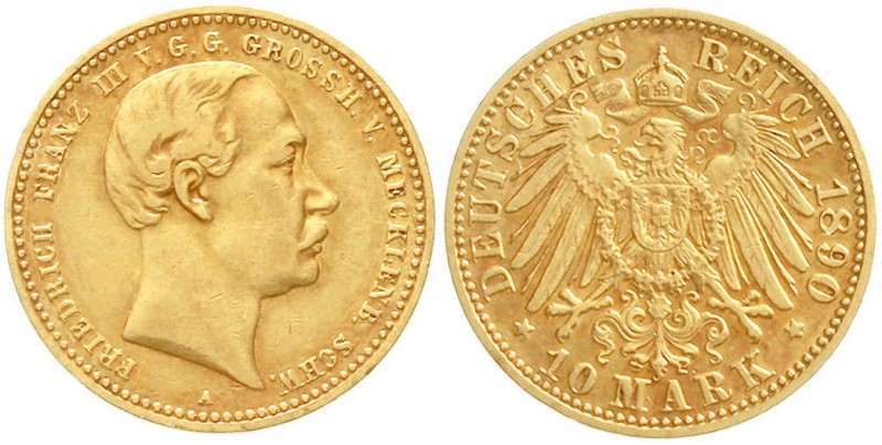 Reichsgoldmünzen, Mecklenburg/-Schwerin, Friedrich Franz III., 1883-1897
10 Mar...