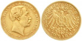 Reichsgoldmünzen, Mecklenburg/-Schwerin, Friedrich Franz III., 1883-1897
10 Mark 1890 A. sehr schön, kl. Randfehler