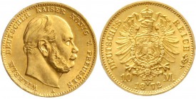 Reichsgoldmünzen, Preußen, Wilhelm I., 1861-1888
10 Mark 1872 A. fast Stempelglanz, Prachtexemplar