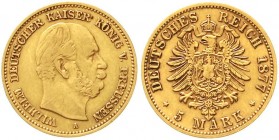 Reichsgoldmünzen, Preußen, Wilhelm I., 1861-1888
5 Mark 1877 A. sehr schön