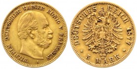 Reichsgoldmünzen, Preußen, Wilhelm I., 1861-1888
5 Mark 1877 A. fast sehr schön