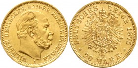 Reichsgoldmünzen, Preußen, Wilhelm I., 1861-1888
20 Mark 1875 A. prägefrisch/fast Stempelglanz