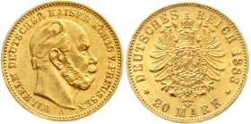 Reichsgoldmünzen, Preußen, Wilhelm I., 1861-1888
20 Mark 1883 A. vorzüglich/Stempelglanz, winz. Randfehler
