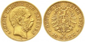 Reichsgoldmünzen, Sachsen, Albert, 1873-1902
10 Mark 1875 E. sehr schön