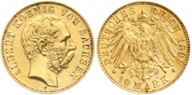 Reichsgoldmünzen, Sachsen, Albert, 1873-1902
10 Mark 1898 E. vorzüglich/Stempelglanz