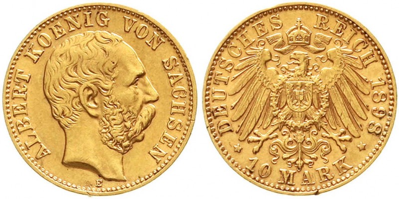 Reichsgoldmünzen, Sachsen, Albert, 1873-1902
10 Mark 1898 E. vorzüglich, kl. Ra...