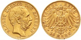 Reichsgoldmünzen, Sachsen, Albert, 1873-1902
10 Mark 1898 E. vorzüglich, kl. Randfehler