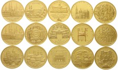 Goldmünzen der Bundesrepublik Deutschland, Euro, Gedenkmünzen, ab 2002
15 X 100 Euro Goldmünzen: 2002 Währungsunion D, Quedlingburg 2003 F, Weimar 20...