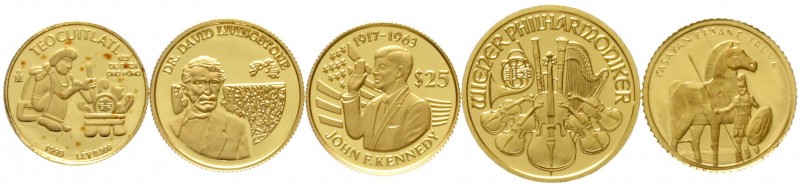 Lots von Goldmünzen und -medaillen
5 versch. Goldmünzen: Österreich 10 Euro 200...