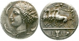 Altgriechische Münzen, Sizilien, Syracus, Dionysios I., 405-367 v. Chr
Gute Juweliers-Replik zur Dekadrachme des Euainetos, 39,60 g. 
vorzüglich