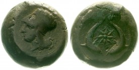Altgriechische Münzen, Sizilien, Syracus, Timoleon, 344-336 v. Chr.
Bronze Litra 344/336 v. Chr. Athenakopf mit korinthischem Helm l./Seestern zwisch...