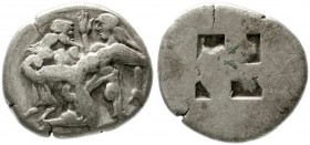 Altgriechische Münzen, Thrakia, Thasos (Insel vor Thrakien), Stadt
Stater 480/465 v. Chr Satyr und Nymphe/inkuses Windmühlen-Quadrat. 8,81 g. SNG Cop...