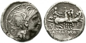 Römische Münzen, Römische Republik, Appius Claudius Pulcher, T. Manlius Mancius und Q. Urbinius 111-110 v. Chr.
Denar 111/110 v. Chr. Romakopf r./Vic...