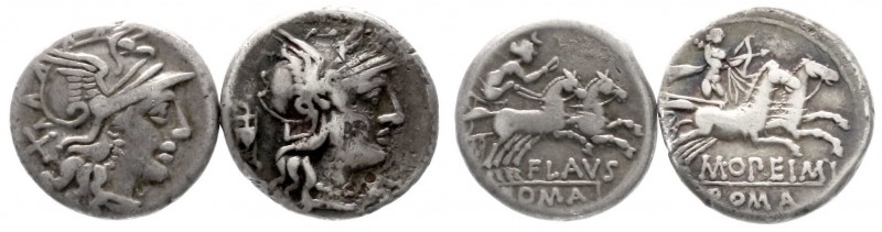 Lots antiker Münzen, Römer, Republik
2 Denare: Decimius Flavus und M. Opeimius....