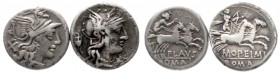 Lots antiker Münzen, Römer, Republik
2 Denare: Decimius Flavus und M. Opeimius. Syd. 391 und 475. 
beide fast sehr schön