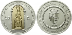Ausländische Münzen und Medaillen, Andorra, Joan Marti Alanis, 1971-2003
50 Diners Silber/Gold 1996 75 Jahre Madonna von Meritxell als Patronin von A...