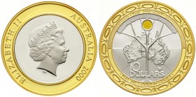 Ausländische Münzen und Medaillen, Australien, Elisabeth II., seit 1952
10 Dollars Silber 2000. Christliche Jahrtausendwende (mit vergoldetem Aussenr...