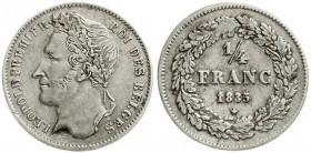 Ausländische Münzen und Medaillen, Belgien, Leopold I., 1830-1865
1/4 Franc 1835 mit Signatur. 
sehr schön