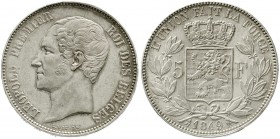 Ausländische Münzen und Medaillen, Belgien, Leopold I., 1830-1865
5 Francs 1849 gutes vorzüglich