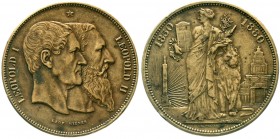 Ausländische Münzen und Medaillen, Belgien, Leopold II., 1865-1909
Module 5 Francs Bronzemedaille 1880 auf 50 Jahre Königreich. 37 mm. 
sehr schön, ...