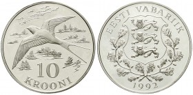 Ausländische Münzen und Medaillen, Estland, Republik, 1920-1941 und 1991 bis heute
10 Krooni Silber 1992 Rauchschwalbe. Im Originaletui mit Zertifika...