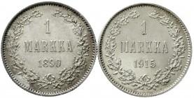 Ausländische Münzen und Medaillen, Finnland, Lots
2 Stück: 1 Markka 1890 und 1915. vorzüglich und vorzüglich/Stempelglanz