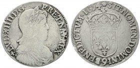 Ausländische Münzen und Medaillen, Frankreich, Ludwig XIV., 1643-1715
1/2 Ecu a la meche longue 1654 Mzz. 9, Rennes. 
schön
