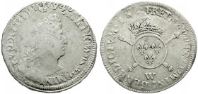 Ausländische Münzen und Medaillen, Frankreich, Ludwig XIV., 1643-1715
1/2 Ecu aux insignes (1701/1703) W, Lille. Überprägt auf 1/2 Ecu 1694. 
fast s...