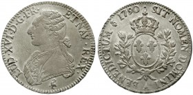 Ausländische Münzen und Medaillen, Frankreich, Ludwig XVI., 1774-1793
Ecu aux branches d olivier 1790 A, Paris. sehr schön/vorzüglich, etwas justiert...