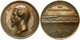 Ausländische Münzen und Medaillen, Frankreich, Napoleon III., 1852-1870
Bronzemedaille 1855 v. L. Merley u. A. Bovy, a.d. Bau der Eisenbahnstrecke vo...
