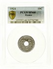 Ausländische Münzen und Medaillen, Frankreich, Dritte Republik, 1870-1940
10 Centimes Cu/Ni 1924. Im PCGS-Blister mit Grading MS66 (Top Pop). 
Stemp...