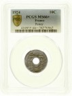 Ausländische Münzen und Medaillen, Frankreich, Dritte Republik, 1870-1940
10 Centimes Cu/Ni 1924 Poissy (Blitz). Im PCGS-Blister mit Grading MS66+ (n...