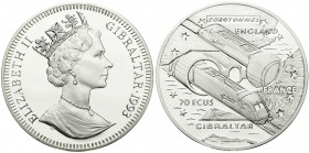 Ausländische Münzen und Medaillen, Gibraltar, Elisabeth II., seit 1952
70 ECU (5 Unzen Silber) 1993 Eurotunnel. 
Polierte Platte