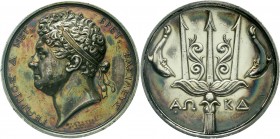 Ausländische Münzen und Medaillen, Griechenland, Revolution, 1821-1827
Silbermedaille 1824 von Pistrucci, a.d. englische Unterstützung für den griech...