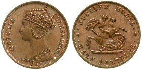 Ausländische Münzen und Medaillen, Großbritannien, Victoria, 1837-1901
Half Farthing Jubilee Model 1887. 16 mm. 
vorzüglich/Stempelglanz