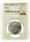 Ausländische Münzen und Medaillen, Großbritannien, George V., 1910-1936
Florin 1911. Im NGC-Blister mit Grading PF 66. 
Polierte Platte, selten