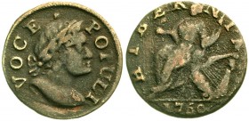 Ausländische Münzen und Medaillen, Irland, Georg III., 1760-1820
VOCE POPULI-Halfpenny 1760. schön/sehr schön, Kratzer