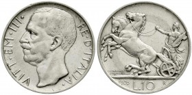 Ausländische Münzen und Medaillen, Italien, Vittorio Emanuele III., 1900-1946
10 Lire 1926 R. sehr schön, fleckig, besseres Jahr