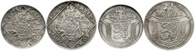 Ausländische Münzen und Medaillen, Tschechoslowakei, Republik
2 Silbermedaillen (in Grösse der 5 und 4 Dukaten) 1928/1974. Zum 10. Jahrestag der Repu...