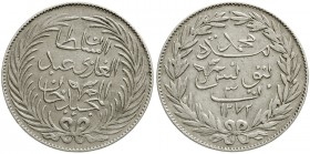 Ausländische Münzen und Medaillen, Tunesien, Muhammad Bey, 1855-1859
3 Piaster AH 1272 = 1856. sehr schön, selten