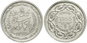 Ausländische Münzen und Medaillen, Tunesien, Mohammed Lamine Bei, 1943-1957
Module 10 Francs AH 1375 = 1955. vorzüglich/Stempelglanz