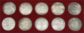 Ausländische Münzen und Medaillen, Tunesien, Republik, seit 1957
Münzsatz: 10 X 1 Dinar Silber 1969 Weltgeschichte. In Originalschatulle mit allen Pa...