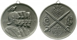 Ausländische Münzen und Medaillen, Türkei-Osmanisches Reich, Mohammed V., 1909-1918 (AH 1327-1336)
Tragbare Zinkmedaille 1917 a.d. Waffenbrüderschaft...
